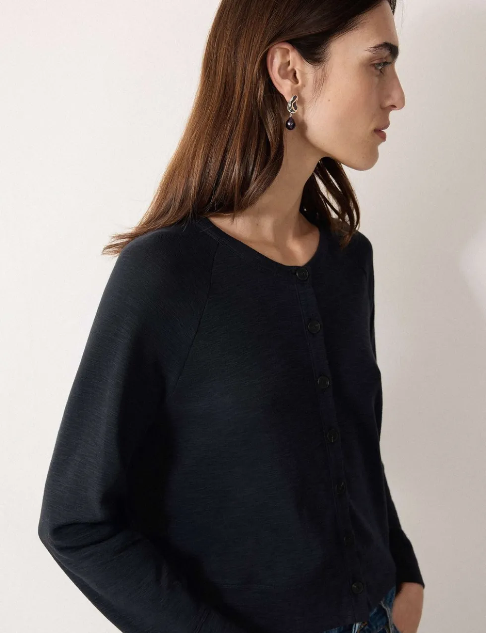 Pure Cotton Crew Neck Cardigan
