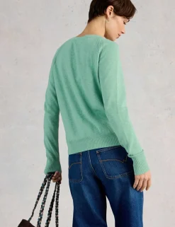 Pure Cotton Crew Neck Cardigan