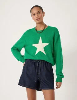 Pure Cotton Crew Neck Star Graphic Jumper