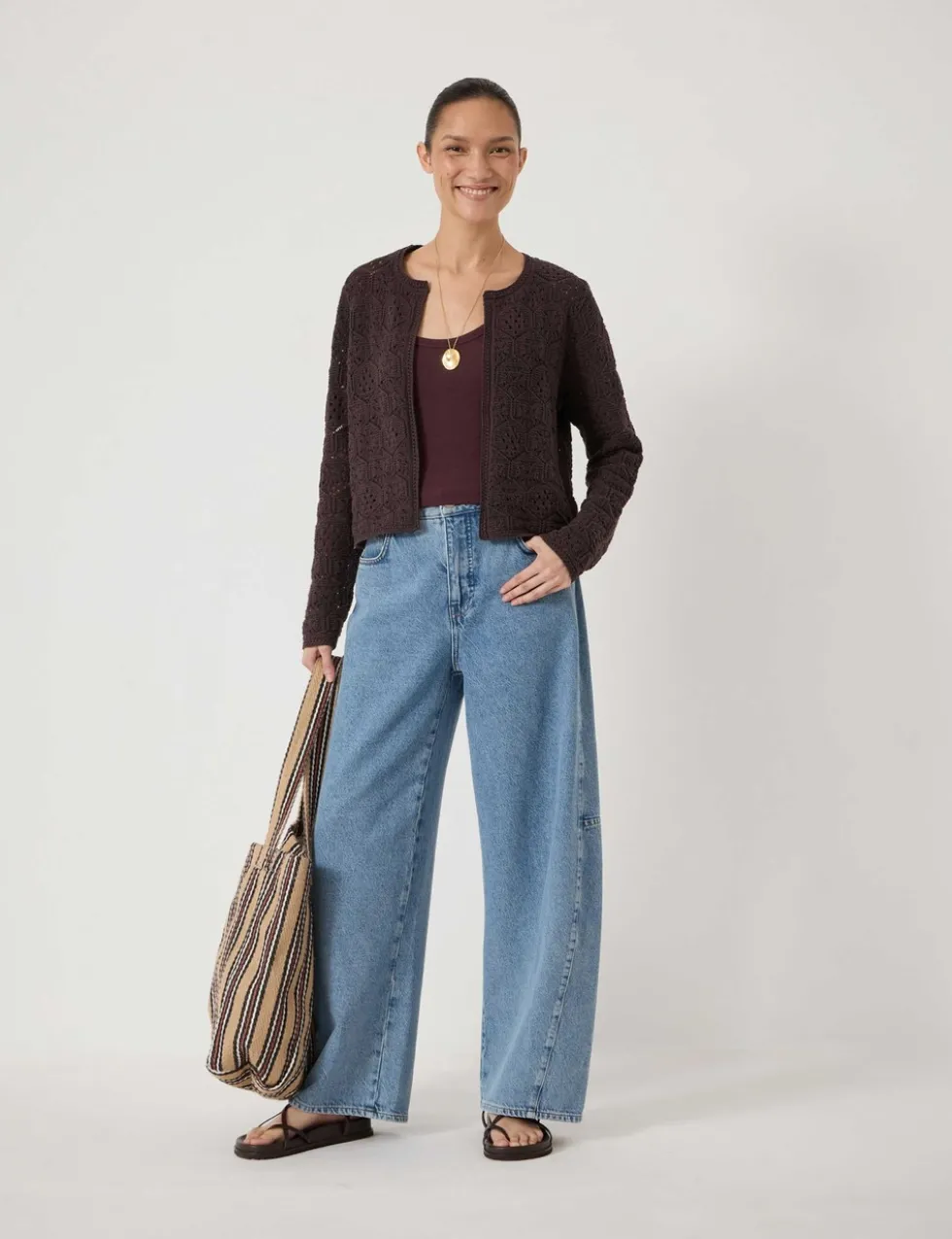 Pure Cotton Crochet Edge to Edge Cardigan