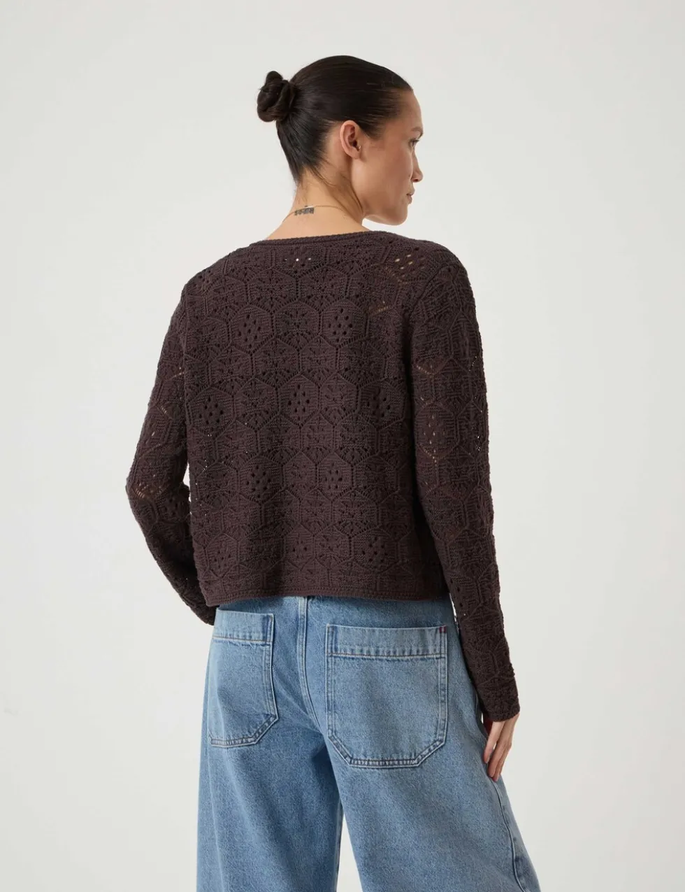 Pure Cotton Crochet Edge to Edge Cardigan