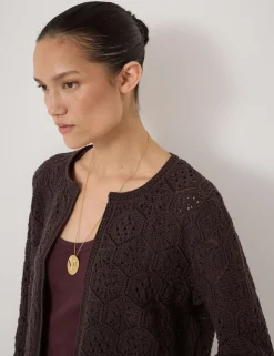 Pure Cotton Crochet Edge to Edge Cardigan