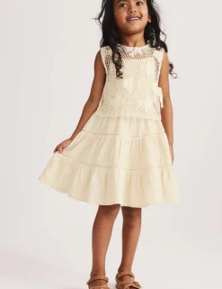 Pure Cotton Crochet Fish Sleeveless Dress (2-10 Yrs)