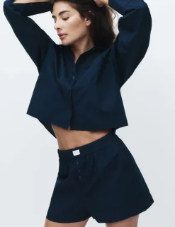 Pure Cotton Cropped Pyjama Shirt