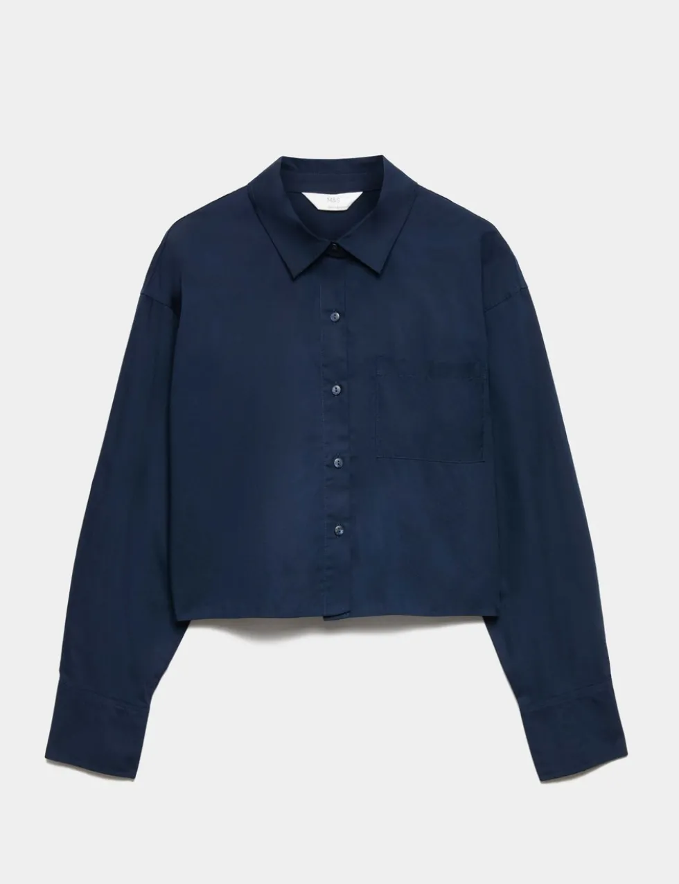 Pure Cotton Cropped Pyjama Shirt