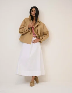 Pure Cotton Cropped Trench Coat