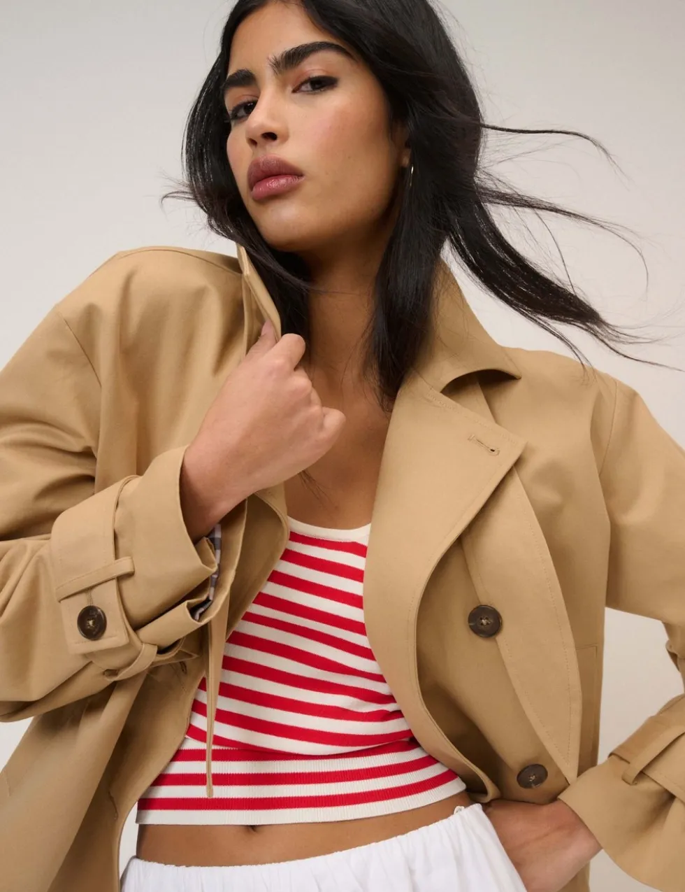 Pure Cotton Cropped Trench Coat