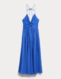 Pure Cotton Cutout Midaxi Beach Dress