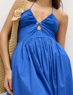 Pure Cotton Cutout Midaxi Beach Dress