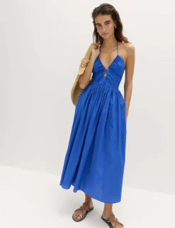 Pure Cotton Cutout Midaxi Beach Dress