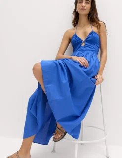 Pure Cotton Cutout Midaxi Beach Dress