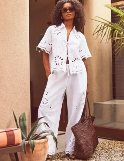 Pure Cotton Cutwork Broderie Trousers