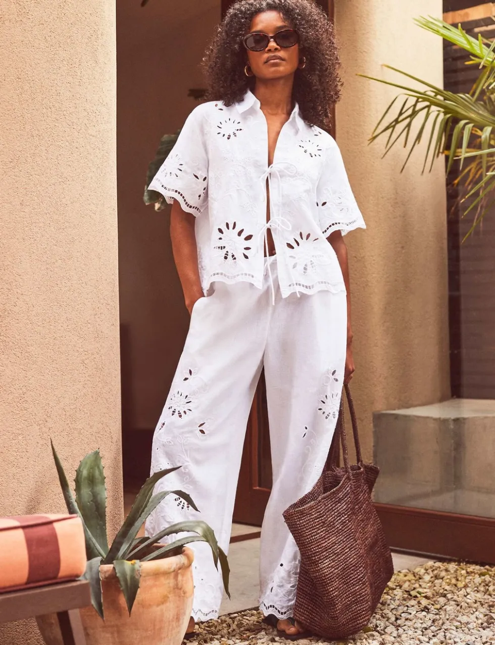 Pure Cotton Cutwork Broderie Trousers