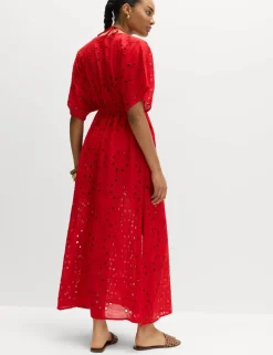 Pure Cotton Cutwork Detail Maxi Kaftan