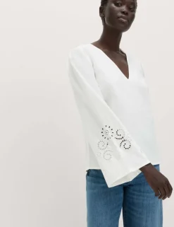 Pure Cotton Cutwork Detail Blouse