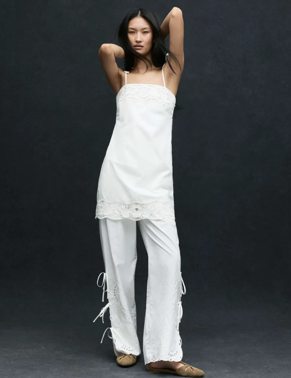 Pure Cotton Cutwork Mini Cami Dress