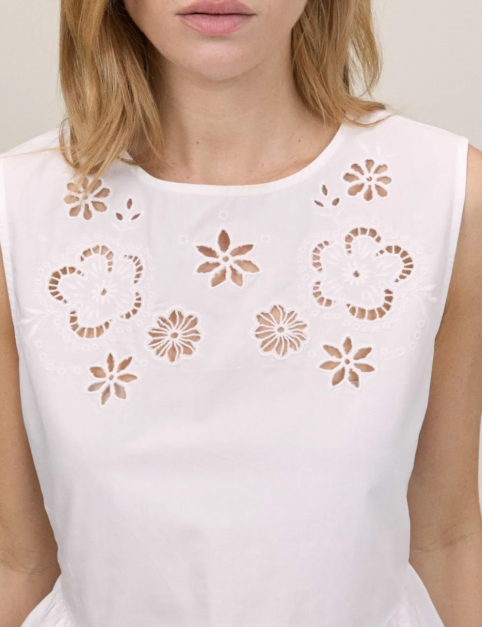 Pure Cotton Cutwork Peplum Top