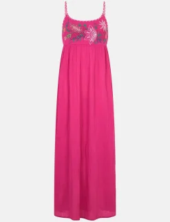 Pure Cotton Cutwork Tie Back Maxi Beach Dress