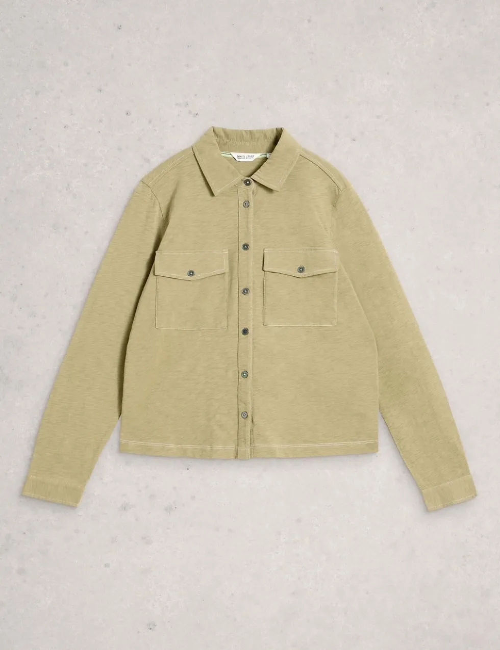 Pure Cotton Denim Collared Utility Shirt