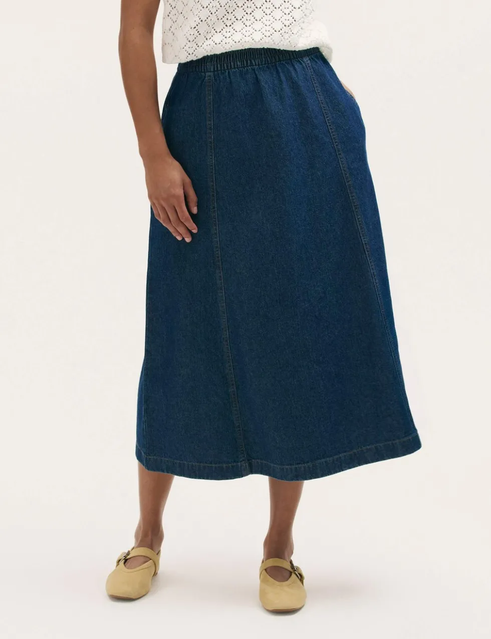 Pure Cotton Denim Midaxi Skirt