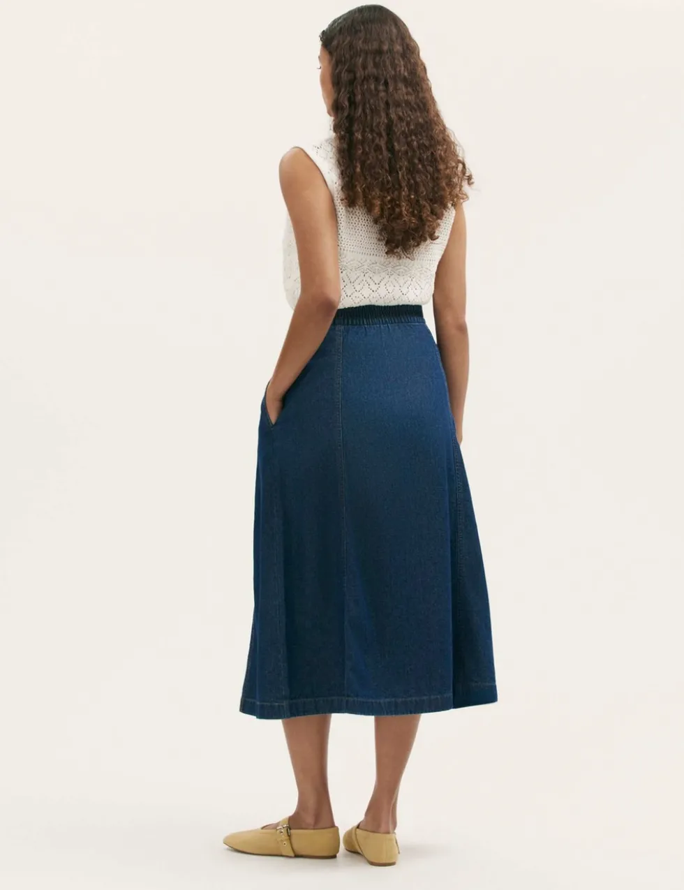 Pure Cotton Denim Midaxi Skirt