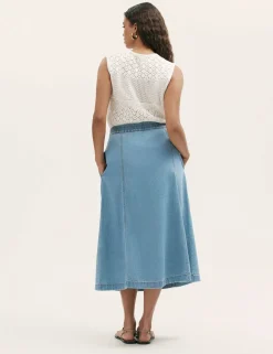 Pure Cotton Denim Midaxi Skirt