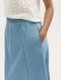 Pure Cotton Denim Midaxi Skirt