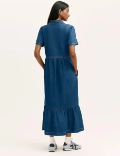 Pure Cotton Denim Midi Shirt Dress