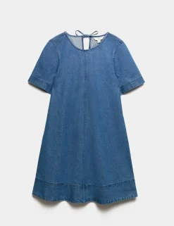 Pure Cotton Denim Mini T-Shirt Dress