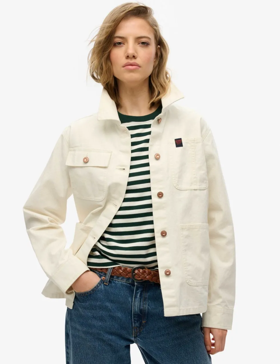 Pure Cotton Denim Relaxed Utility Jacket