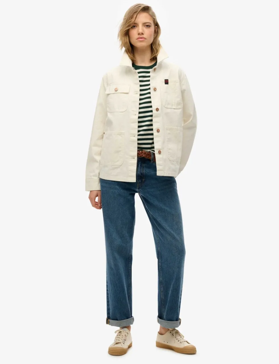 Pure Cotton Denim Relaxed Utility Jacket