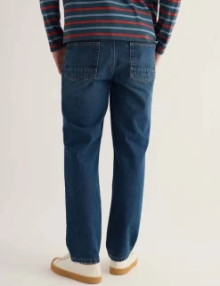Pure Cotton Denim Straight Leg Jeans