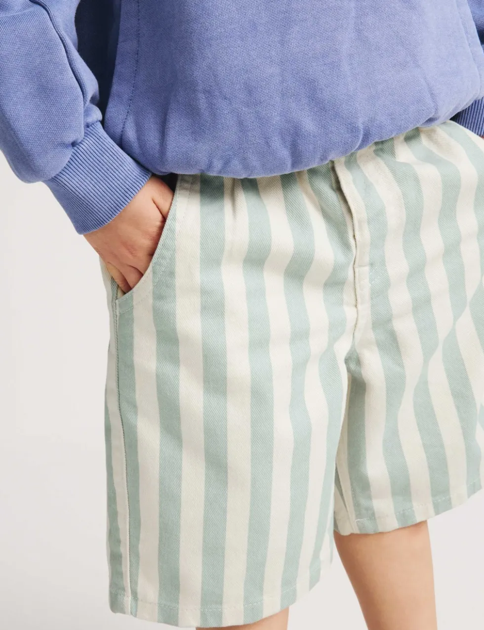 Pure Cotton Denim Striped Shorts (2-8 Yrs)