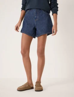 Pure Cotton Denim Striped Shorts