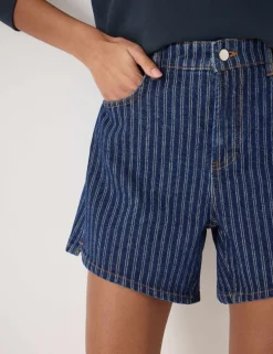 Pure Cotton Denim Striped Shorts
