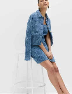 Pure Cotton Denim Tufted Mini Shift Dress