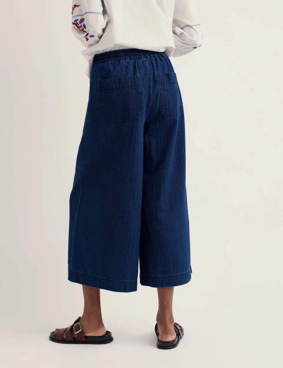 Pure Cotton Denim Wide Leg Culottes