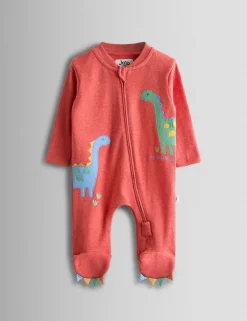 Pure Cotton Dino Applique Zip Sleepsuit (7lbs-18 Mths)