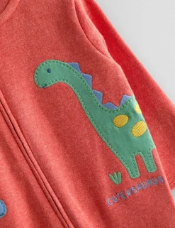 Pure Cotton Dino Applique Zip Sleepsuit (7lbs-18 Mths)