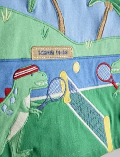 Pure Cotton Dinosaur Tennis T-Shirt (6 Months-7 Years)