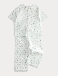 Pure Cotton Ditsy Floral Seersucker Pyjamas (1-8 Yrs)
