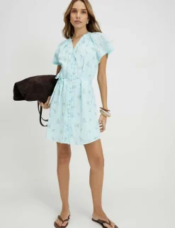 Pure Cotton Ditsy Floral V-Neck Mini Dress