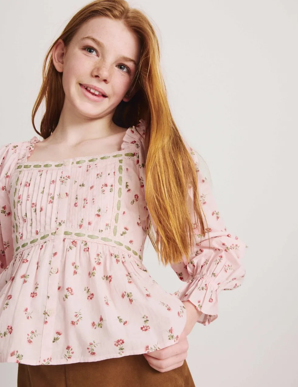 Pure Cotton Ditsy Floral Top (6-16 Yrs)