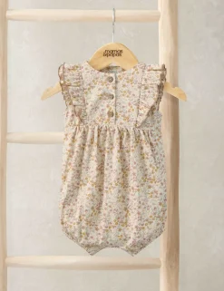 Pure Cotton Ditsy Print Shortie Romper (0-12 Mths)