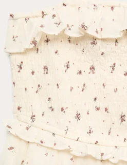 Pure Cotton Ditsy Shirred Mini Dress (6-16 Yrs)
