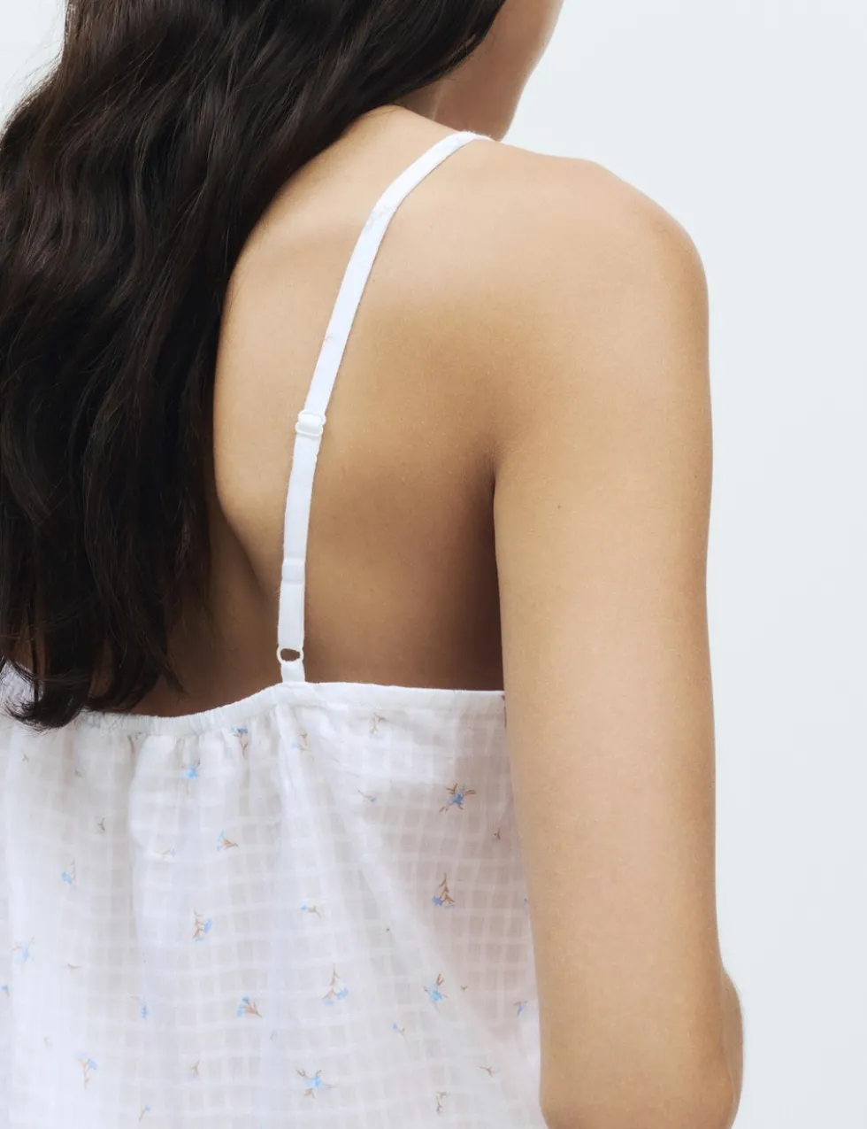 Pure Cotton Dobby Grid Ditsy Print Cami Top