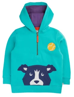 Pure Cotton Dog Applique Half Zip Hoodie (1-10 Yrs)