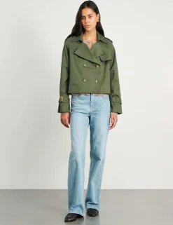 Pure Cotton Double Breasted Cropped Trench Coat