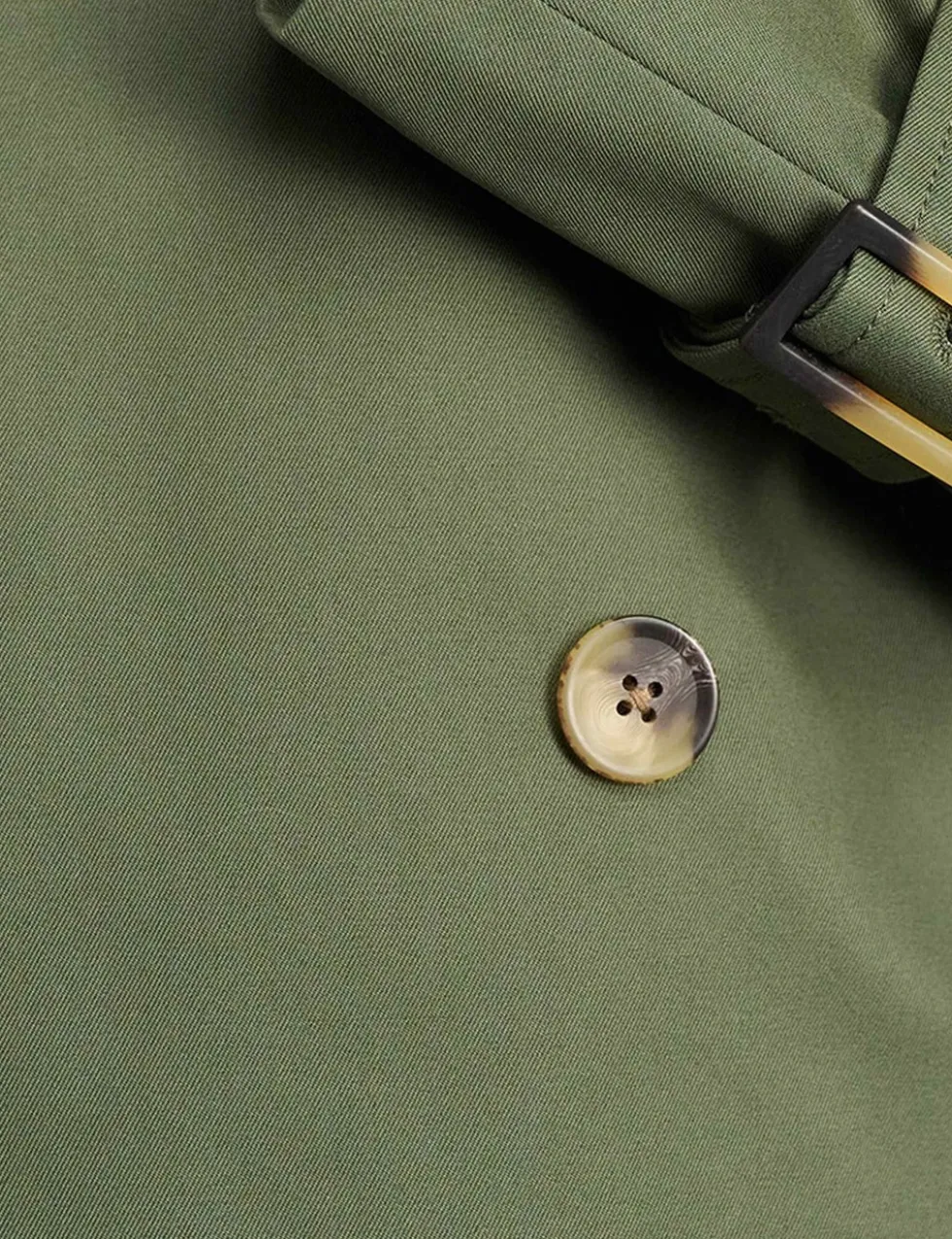 Pure Cotton Double Breasted Cropped Trench Coat
