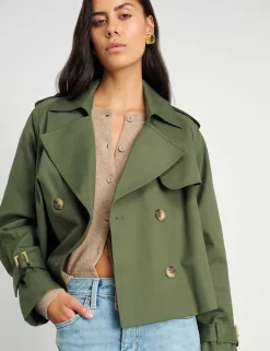 Pure Cotton Double Breasted Cropped Trench Coat